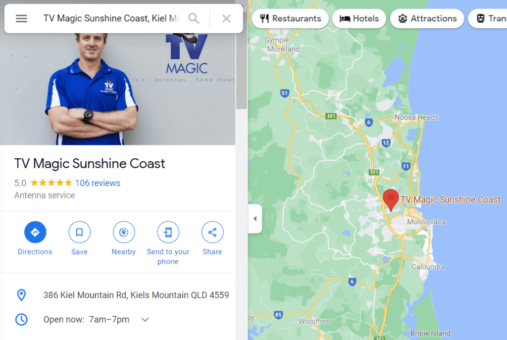 tv magic sunshine coast google maps screenshot